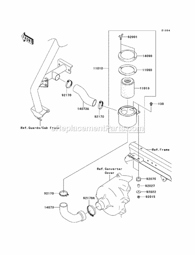 Air Cleaner-Belt Converters Diagram and Parts List for KAF620-SAF 2010 Kawasaki 