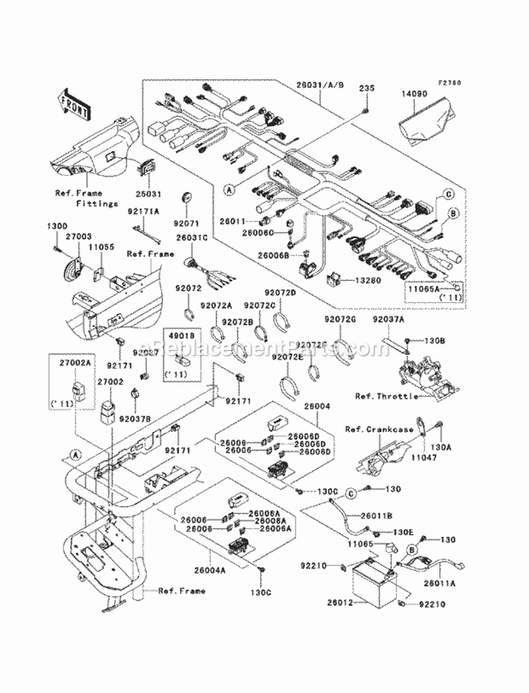 Chassis Electrical Equipment Diagram and Parts List for KAF620-SBF 2011 Kawasaki 