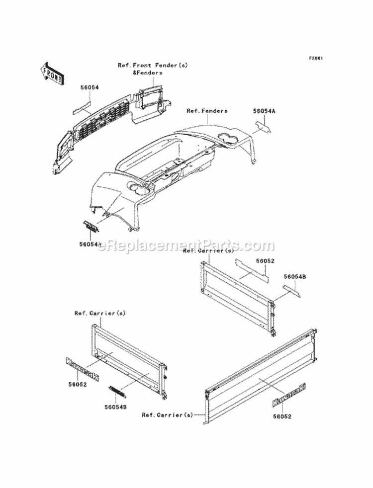 Decals Diagram and Parts List for KAF620-S9F 2009 Kawasaki 