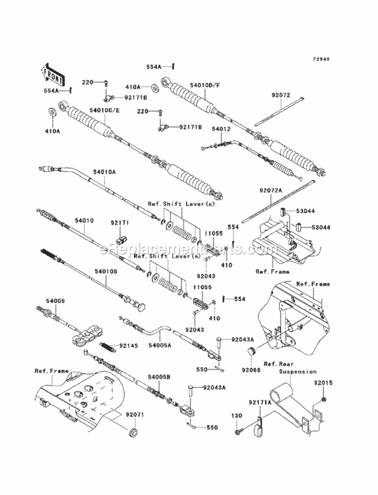 Cables Diagram and Parts List for KAF620-SBF 2011 Kawasaki 