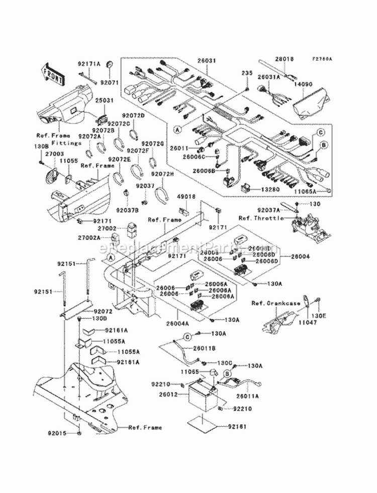 Chassis Electrical Equipment Diagram and Parts List for KAF620-SCF 2012 Kawasaki 