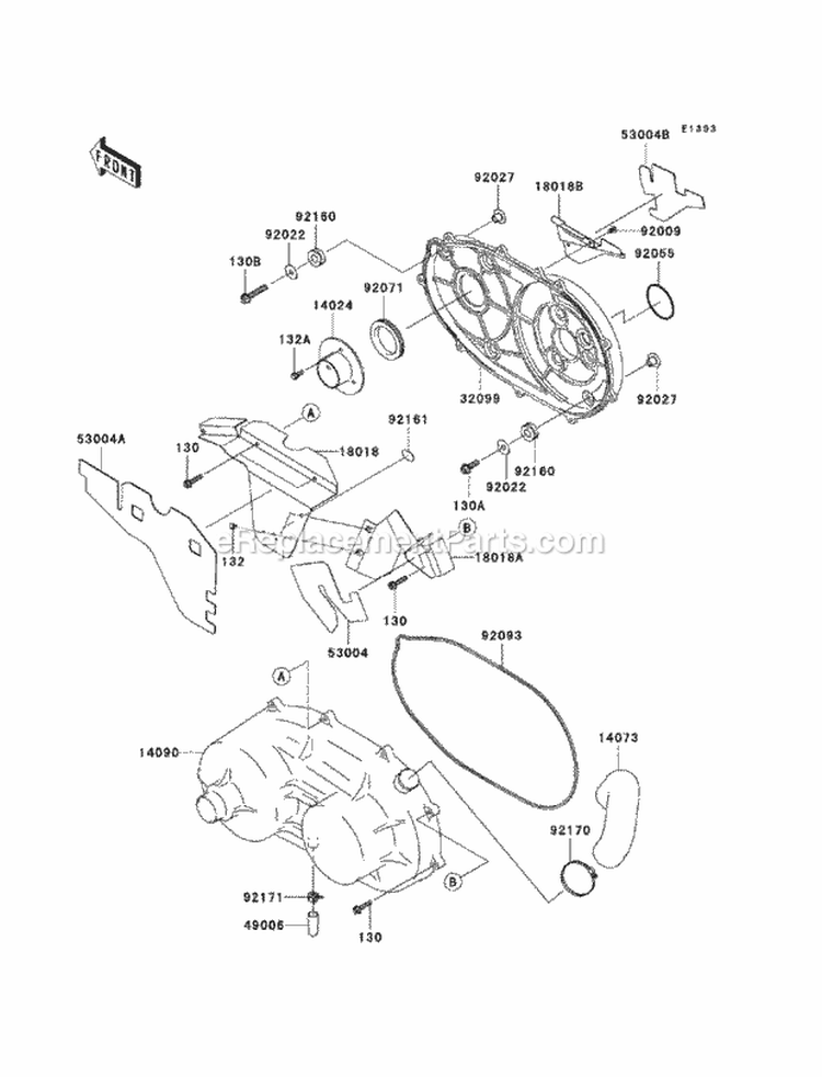 Converter Cover Diagram and Parts List for KAF620-R9F 2009 Kawasaki 