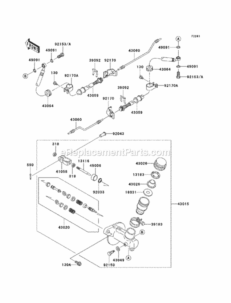 Master Cylinder Diagram and Parts List for KAF620-SCF 2012 Kawasaki 
