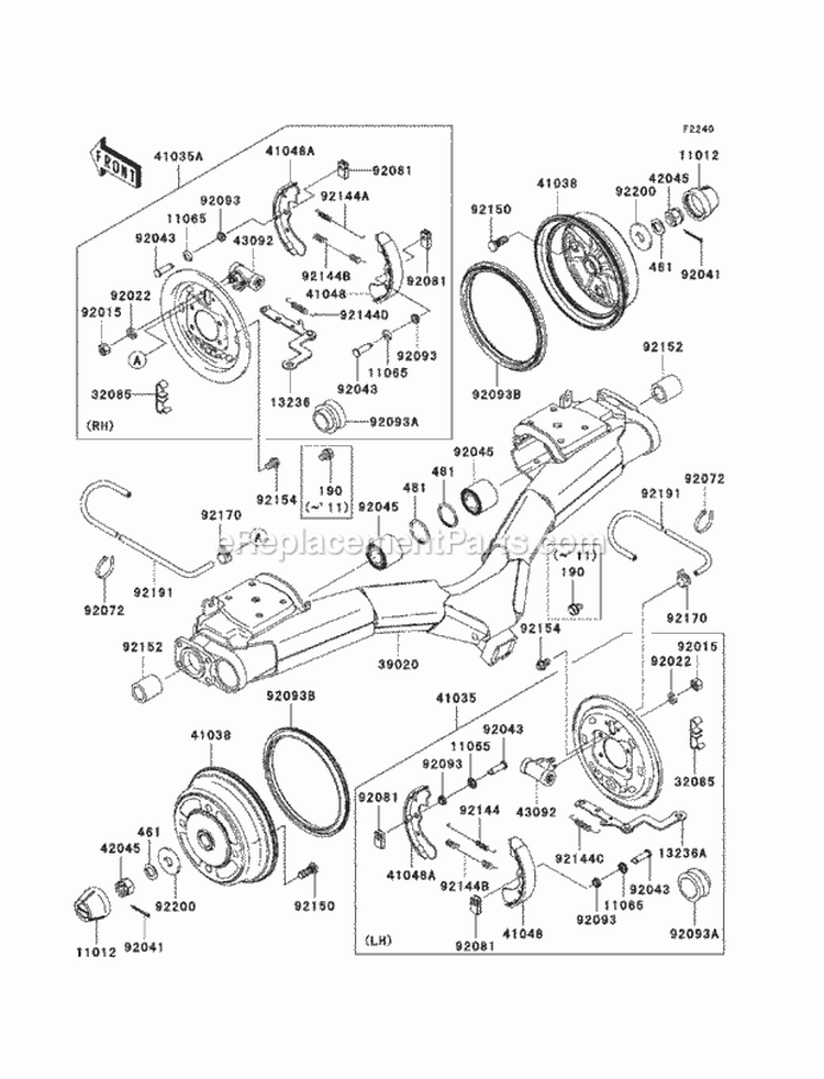 Rear Hubs/Brakes Diagram and Parts List for KAF620-SCF 2012 Kawasaki 