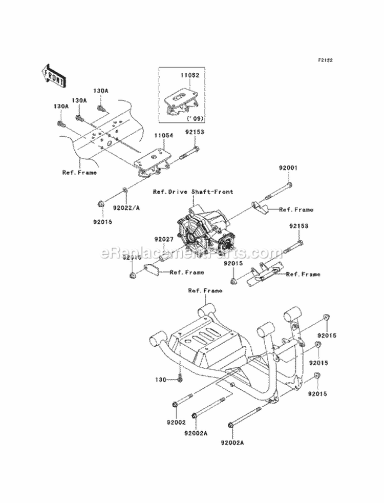 Engine Mount Diagram and Parts List for KAF620-MAF 2010 Kawasaki 