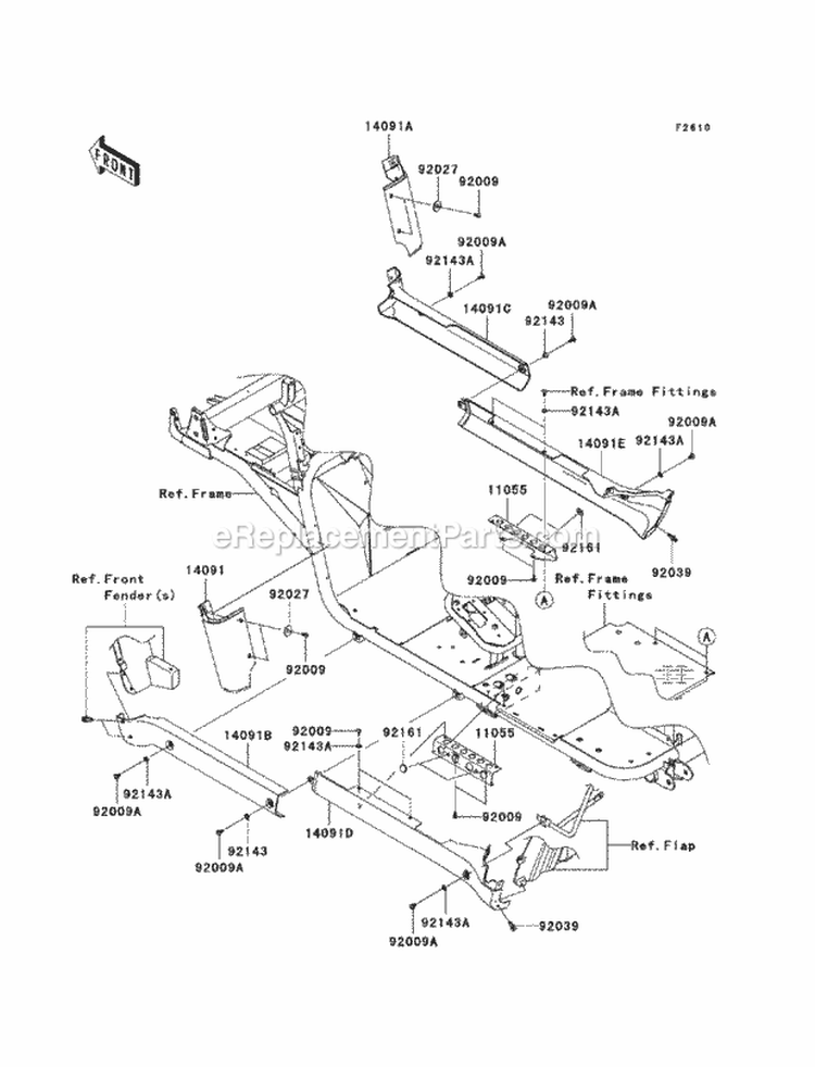 Side Covers/Chain Cover Diagram and Parts List for KAF620-SCF 2012 Kawasaki 