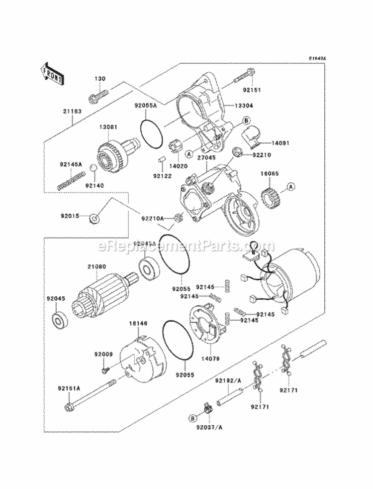 Starter Motor Diagram and Parts List for KAF620-MBF 2011 Kawasaki 