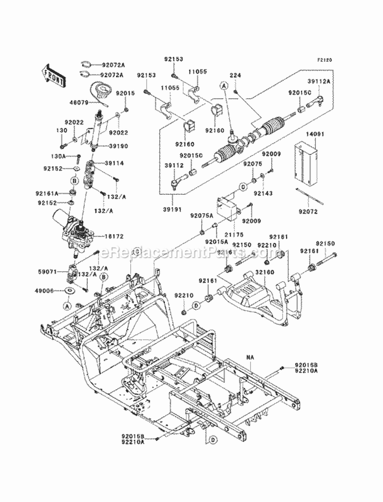 Frame Diagram and Parts List for KAF620-SCF 2012 Kawasaki 