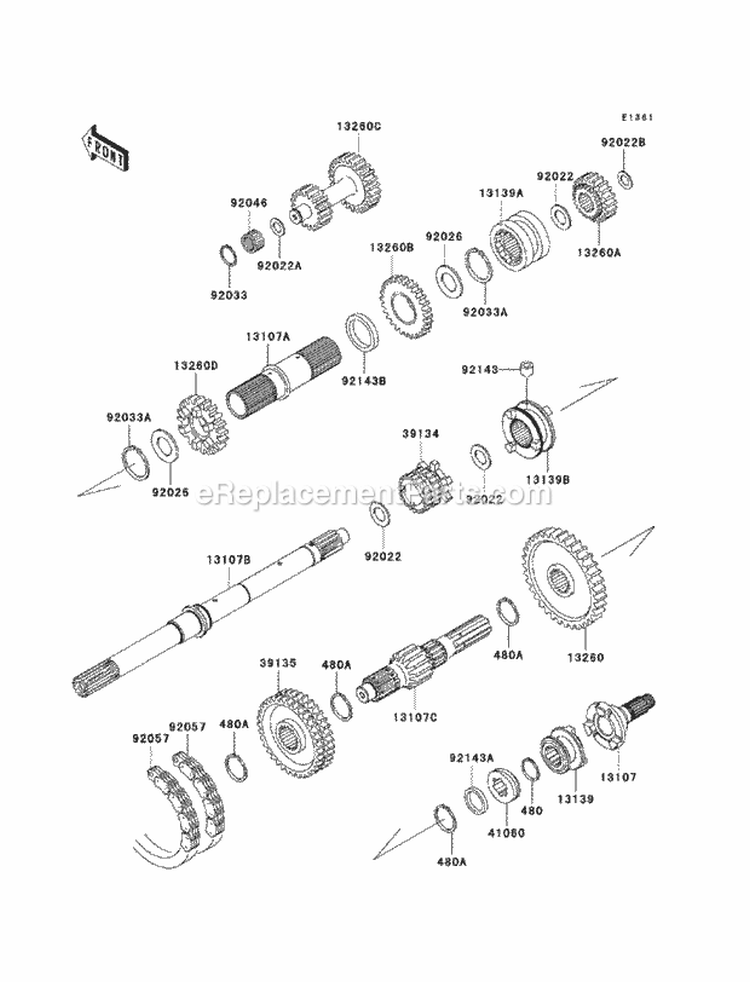 Transmission Diagram and Parts List for KAF620-MAF 2010 Kawasaki 
