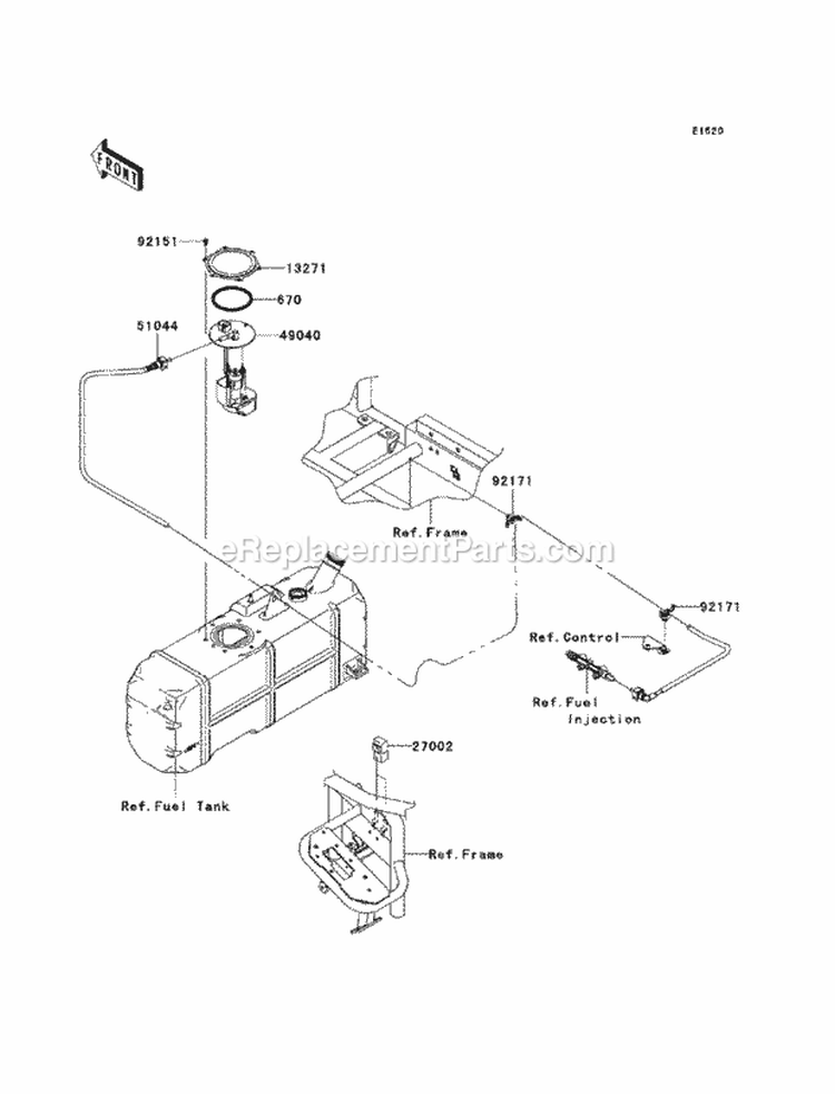 Fuel Pump Diagram and Parts List for KAF620-SBF 2011 Kawasaki 