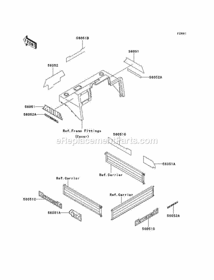 Decals Diagram and Parts List for KAF950-A1  Kawasaki 