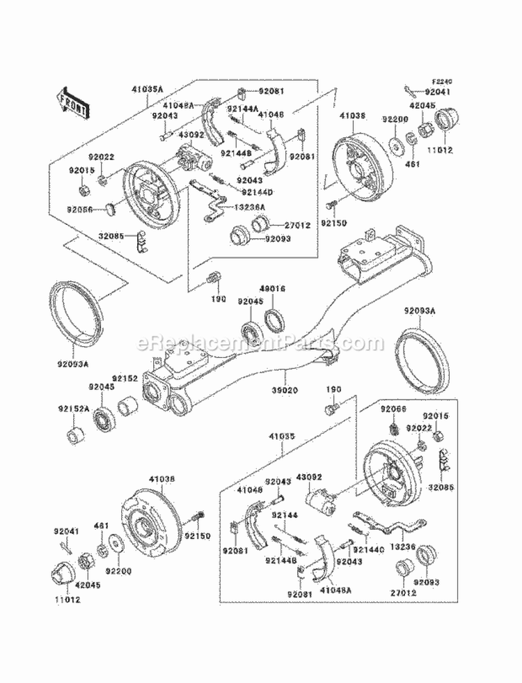 Rear Hubs/Brakes Diagram and Parts List for KAF950-A2  Kawasaki 