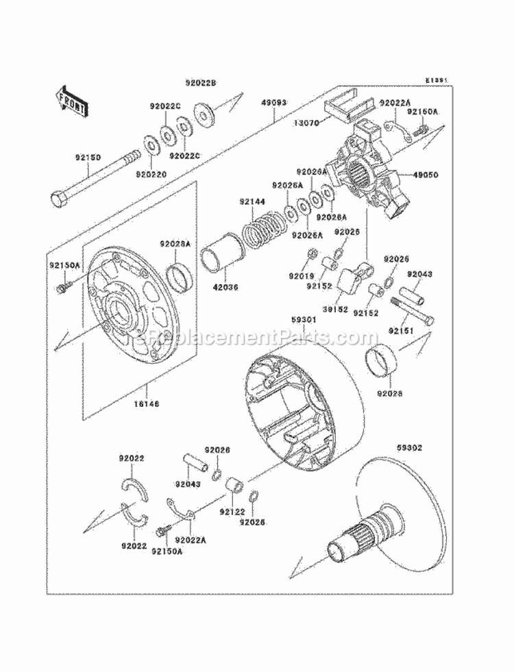 Drive Converter Diagram and Parts List for KAF950-A3  Kawasaki 