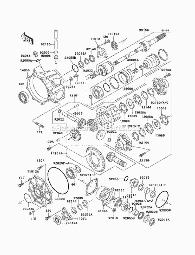 Drive Shaft-Front Diagram and Parts List for KAF950-A3  Kawasaki 