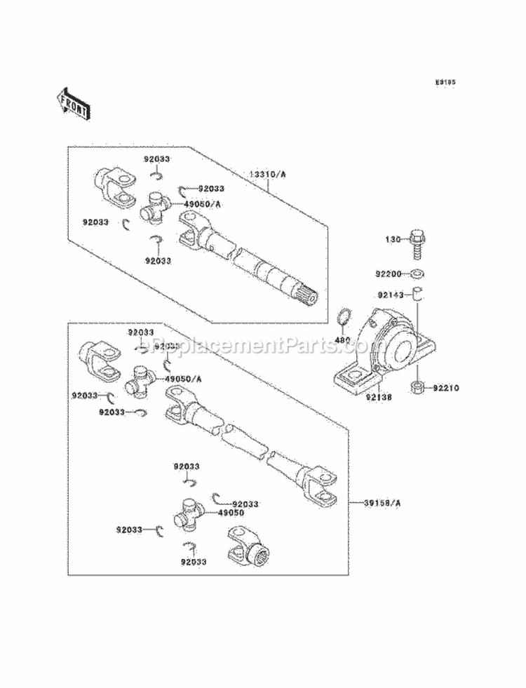 Drive Shaft-Propeller Diagram and Parts List for KAF950-A3  Kawasaki 