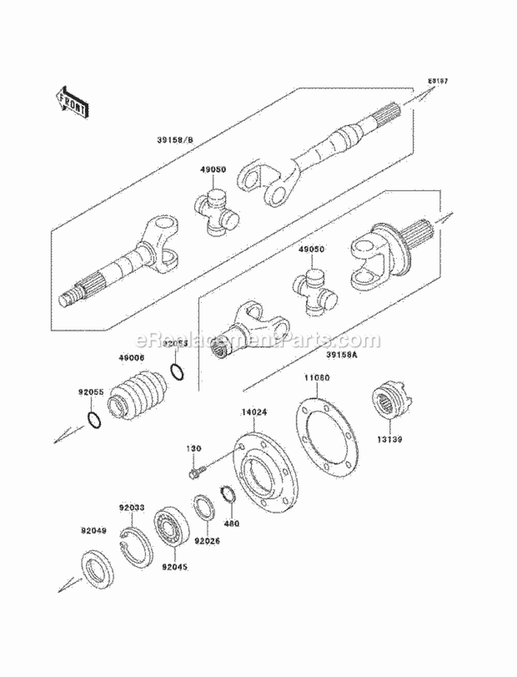 Drive Shaft-Rear Diagram and Parts List for KAF950-A3  Kawasaki 