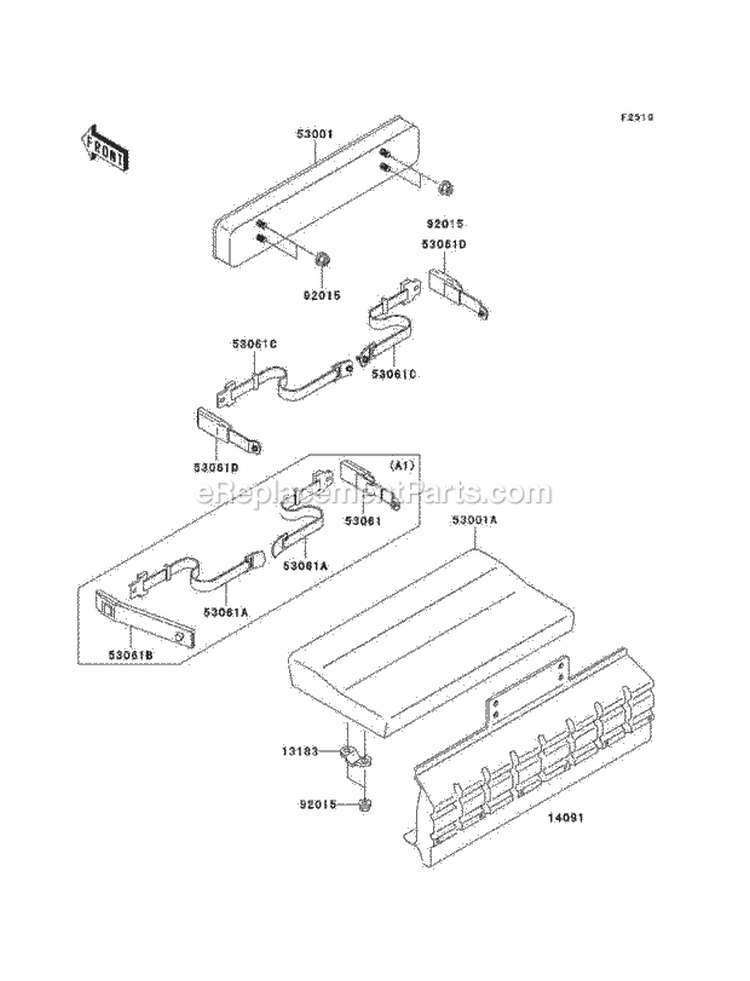 Seat Diagram and Parts List for KAF950-A3  Kawasaki 