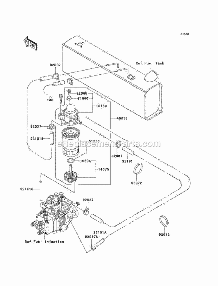 Fuel Pump Diagram and Parts List for KAF950-A3  Kawasaki 