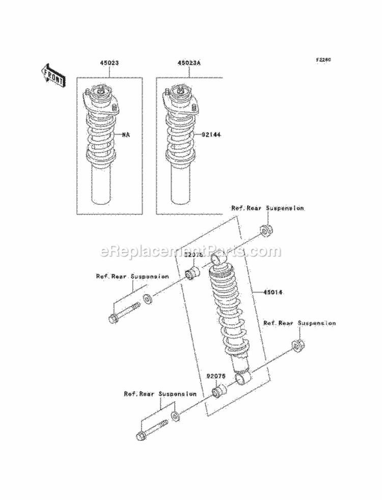 Shock Absorbers Diagram and Parts List for KAF950-A3  Kawasaki 