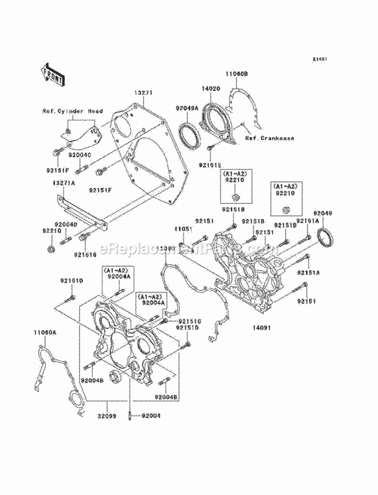 Engine Covers Diagram and Parts List for KAF950-A3  Kawasaki 