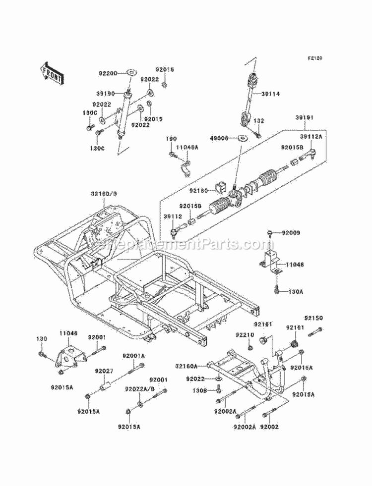 Frame Diagram and Parts List for KAF950-A3  Kawasaki 