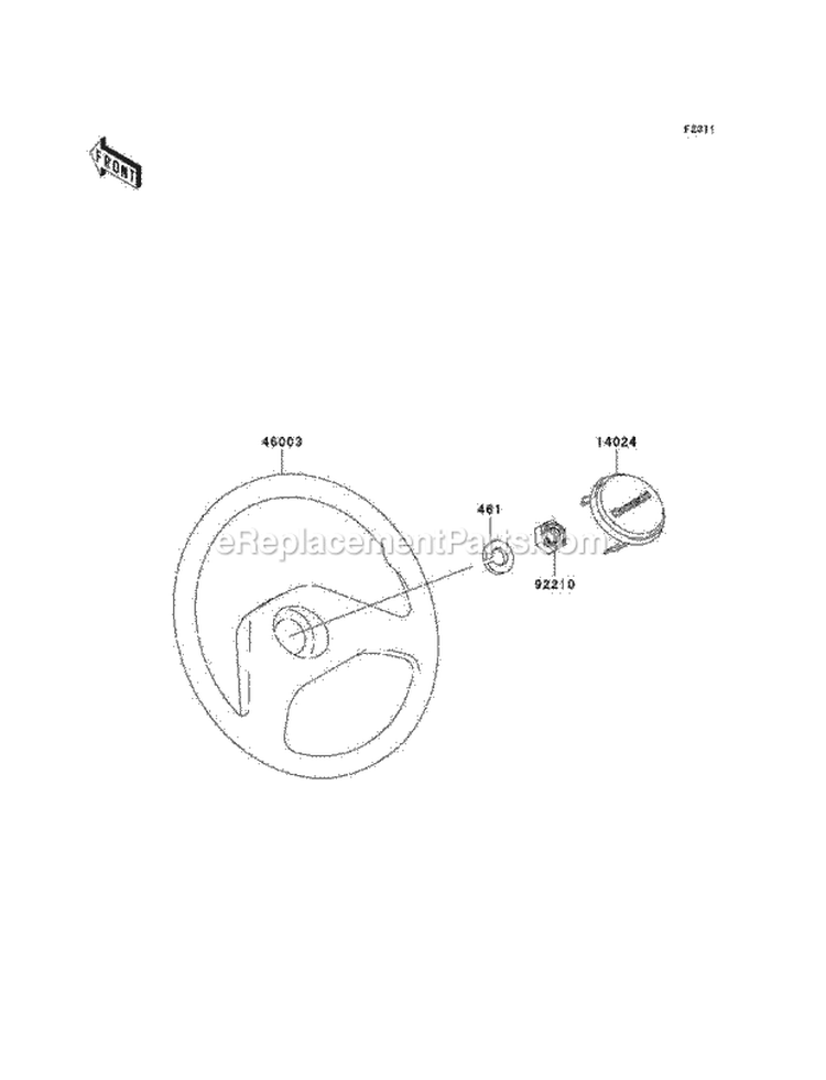 Steering Wheel Diagram and Parts List for KAF400-B1 2005 Kawasaki 