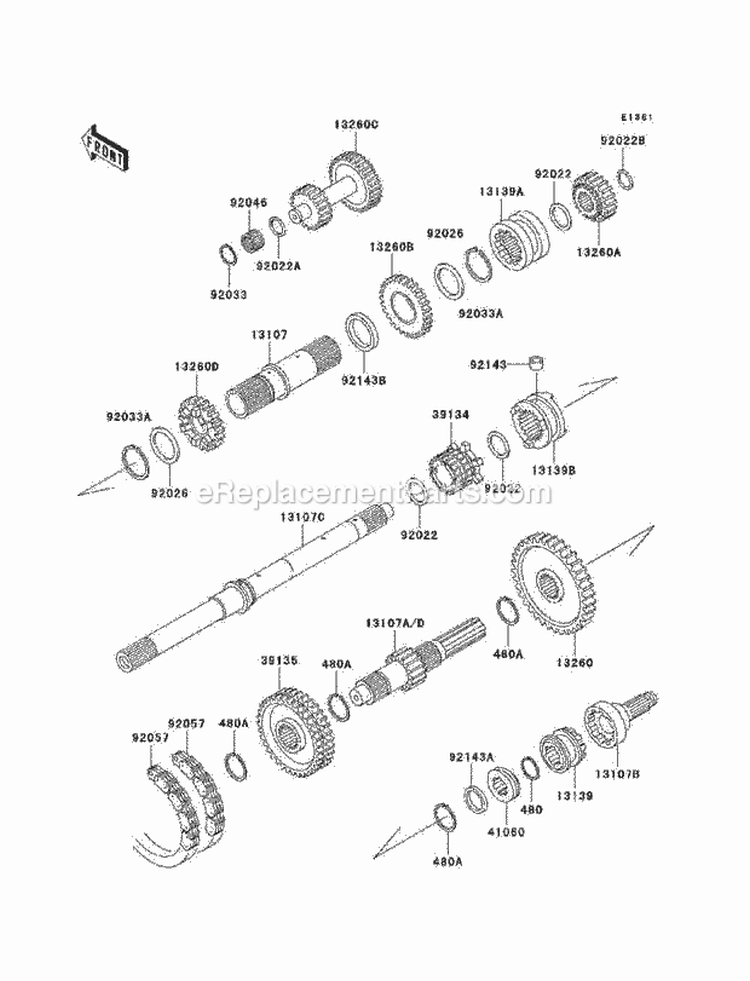 Transmission Diagram and Parts List for KAF950-A3  Kawasaki 