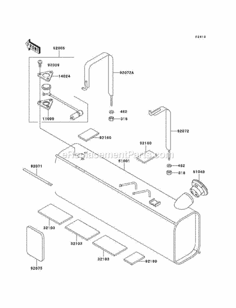 Fuel Tank Diagram and Parts List for KAF950-A3  Kawasaki 