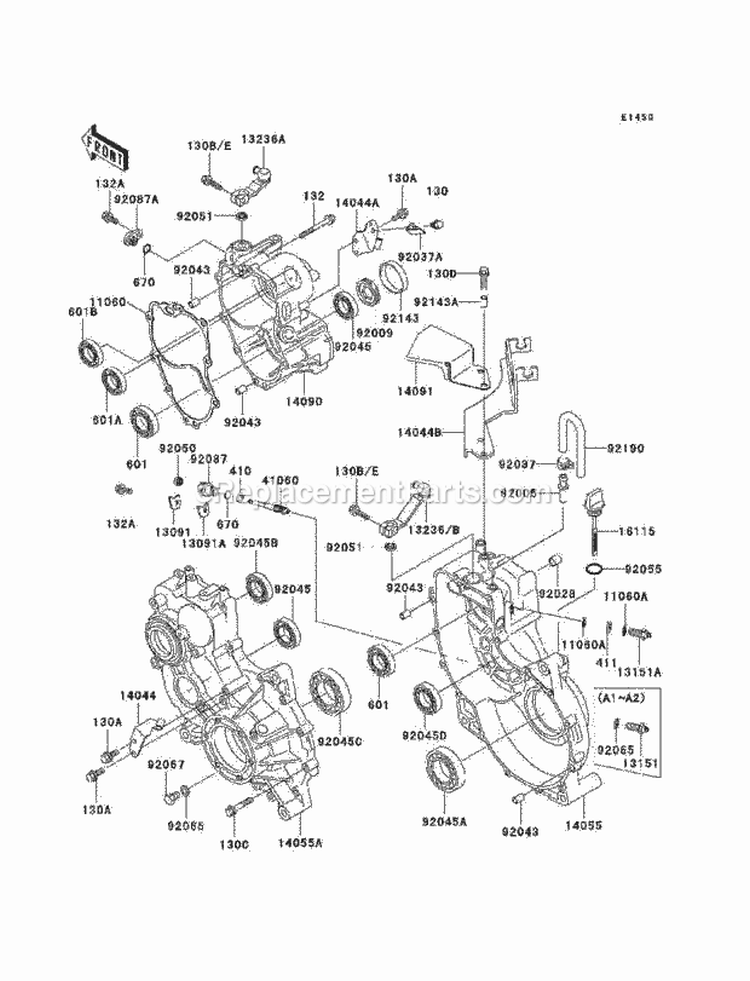 Gear Box Diagram and Parts List for KAF950-A3  Kawasaki 