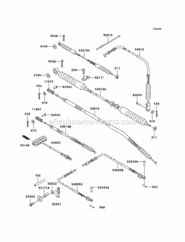 Cables Diagram and Parts List for KAF950-B1  Kawasaki 