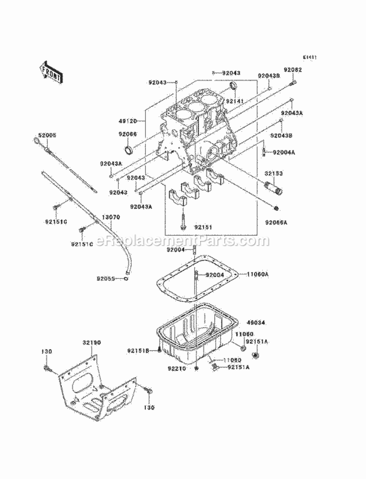Crankcase Diagram and Parts List for KAF950-B1  Kawasaki 