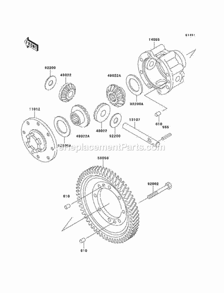 Differential Diagram and Parts List for KAF950-B1  Kawasaki 