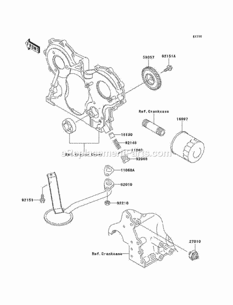 Oil Pump/Oil Filter Diagram and Parts List for KAF950-B1  Kawasaki 