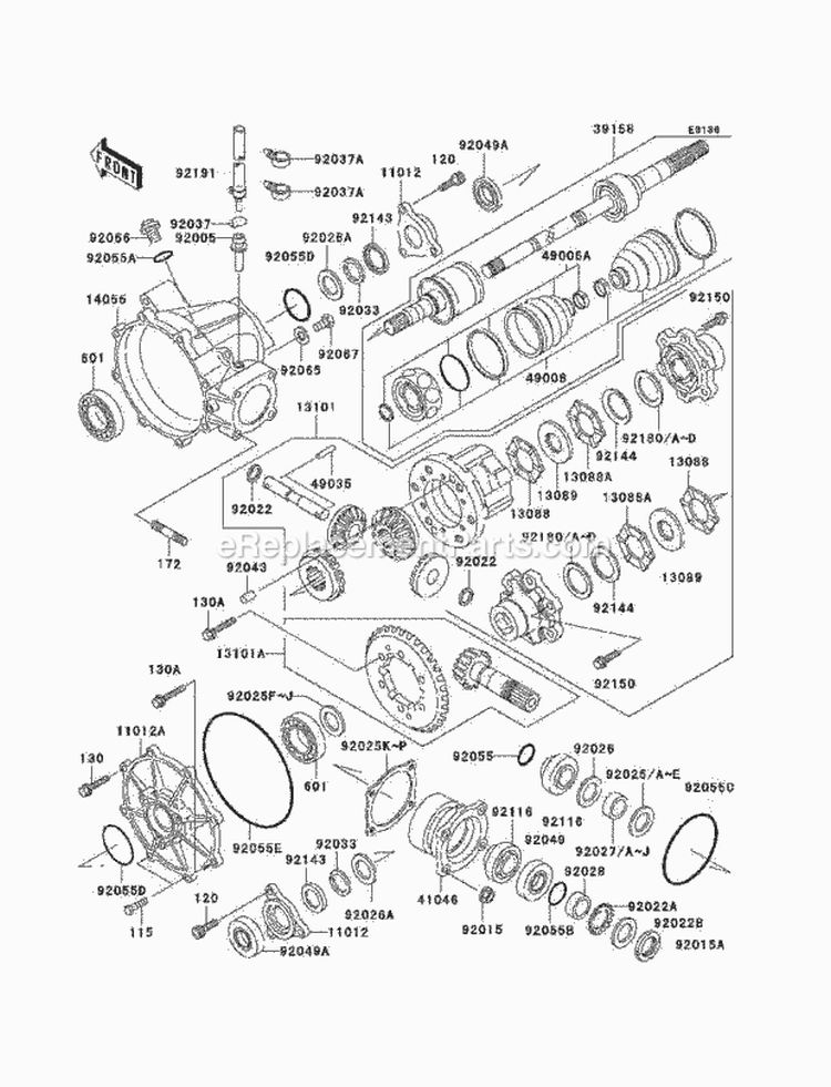 Drive Shaft-Front Diagram and Parts List for KAF950-B1  Kawasaki 