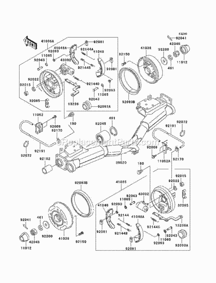 Rear Hubs/Brakes Diagram and Parts List for KAF950-B1  Kawasaki 