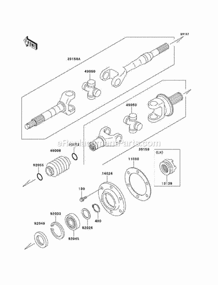Drive Shaft-Rear Diagram and Parts List for KAF950-B1  Kawasaki 
