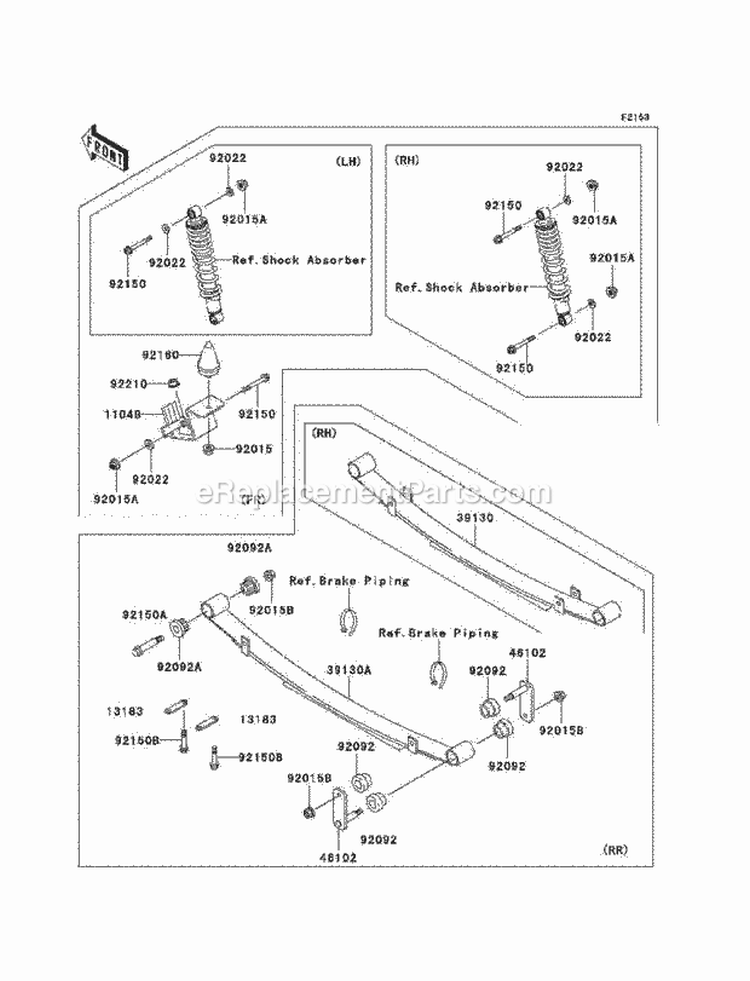 Rear Suspension Diagram and Parts List for KAF950-B1  Kawasaki 