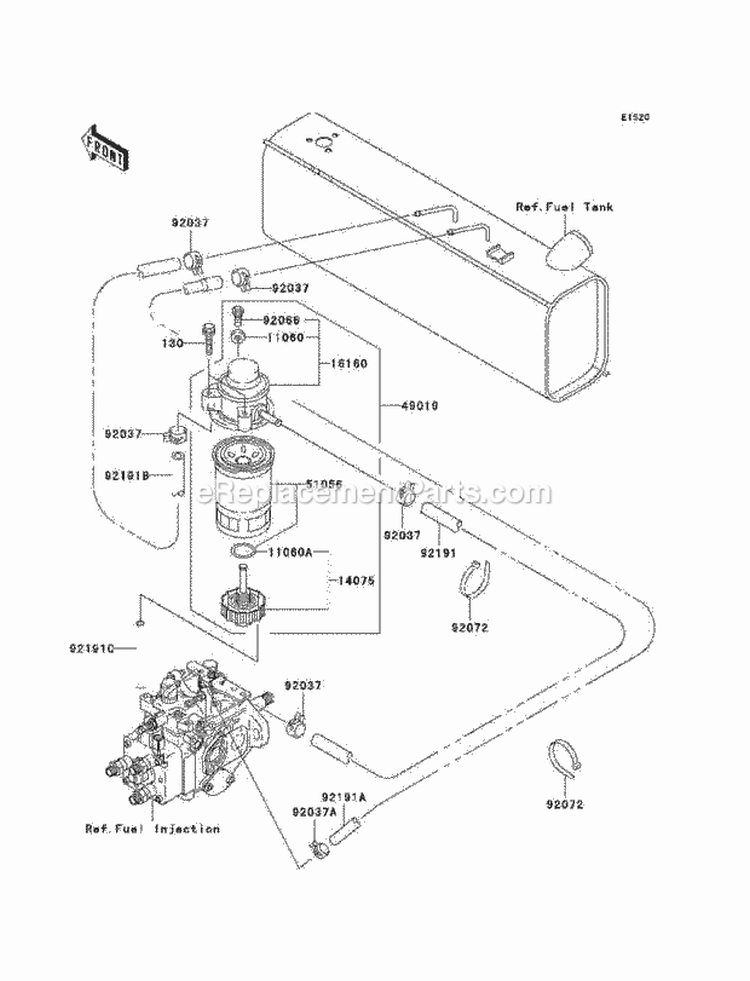 Fuel Pump Diagram and Parts List for KAF950-B1  Kawasaki 