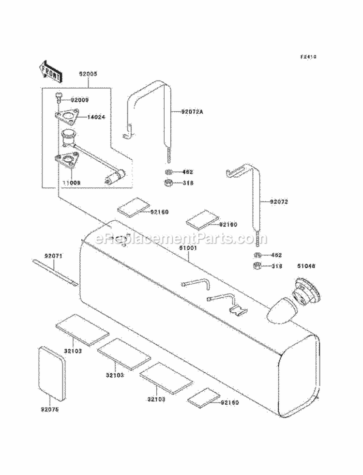 Fuel Tank Diagram and Parts List for KAF950-A2  Kawasaki 