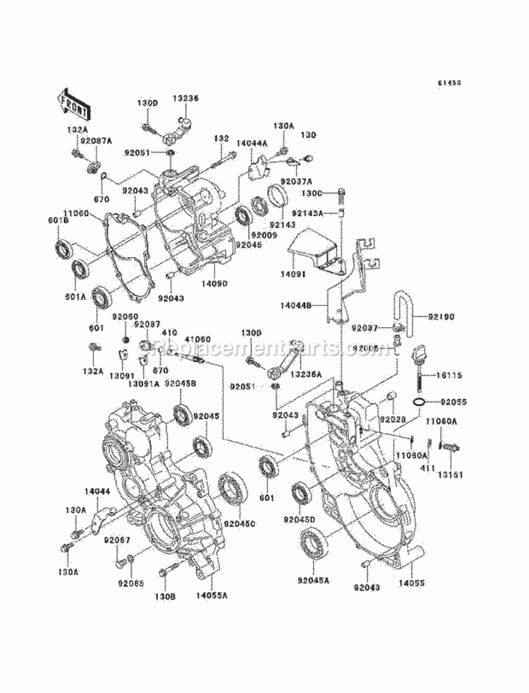 Gear Box Diagram and Parts List for KAF950-B1  Kawasaki 