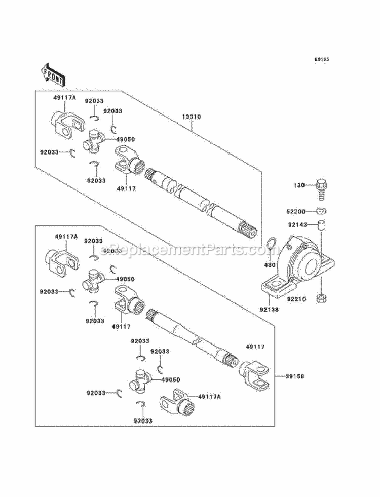 Drive Shaft-Propeller Diagram and Parts List for KAF950-B3 2005 Kawasaki 