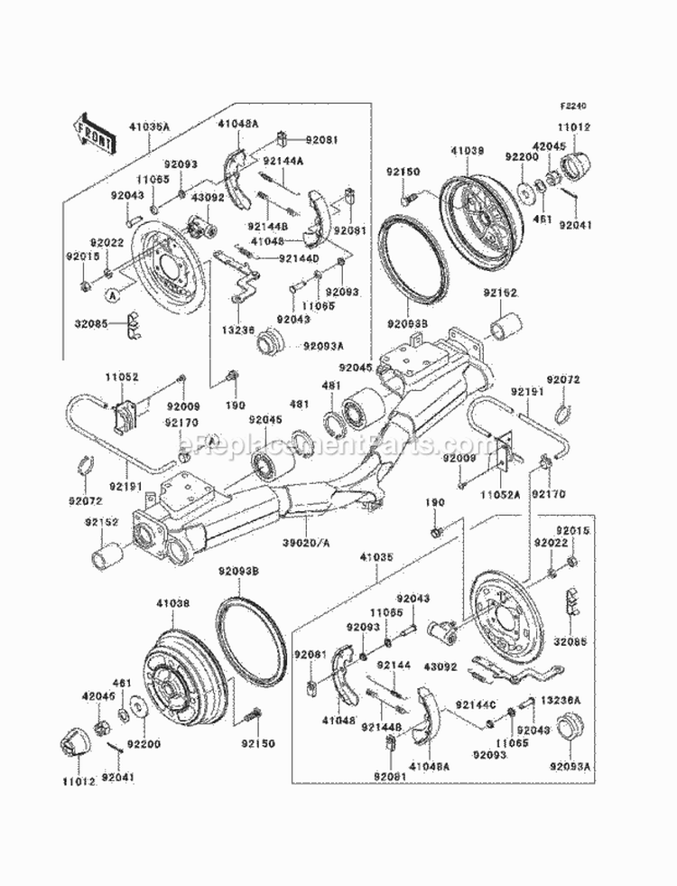 Rear Hubs/Brakes Diagram and Parts List for KAF950-B3 2005 Kawasaki 