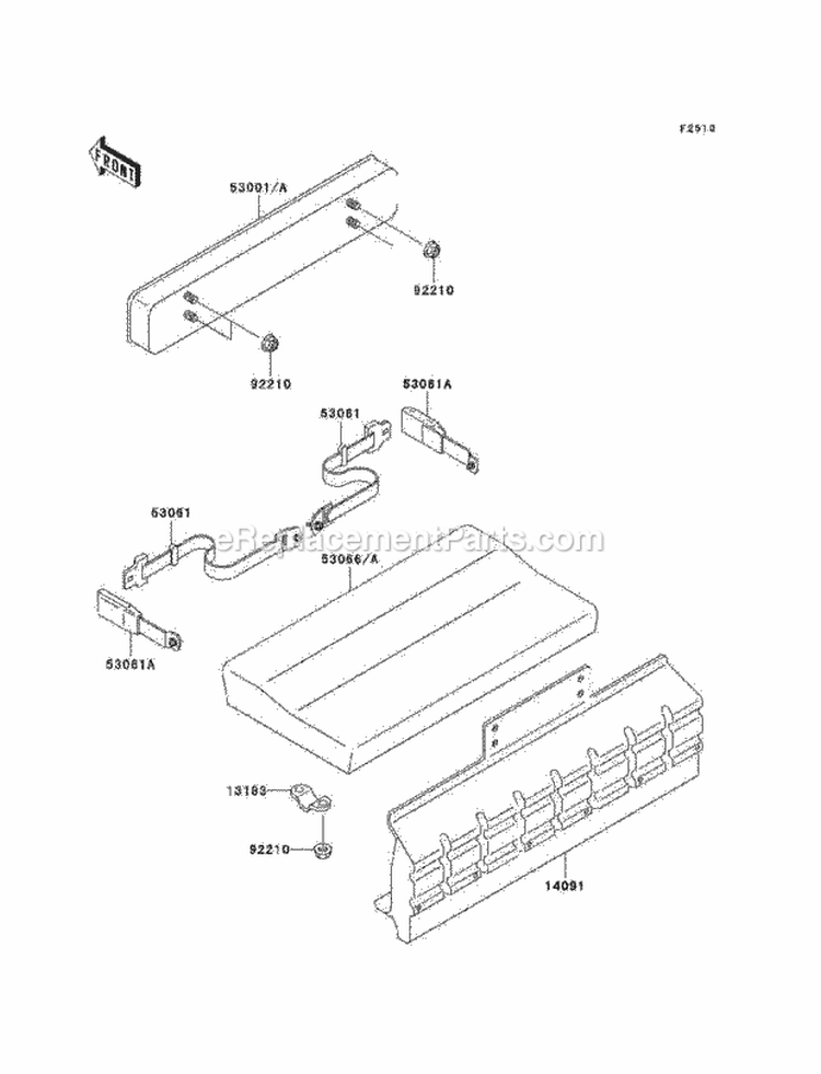 Seat Diagram and Parts List for KAF950-B3 2005 Kawasaki 