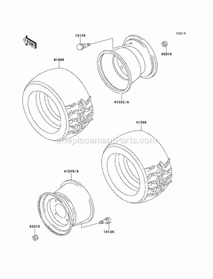 Wheels/Tires Diagram and Parts List for KAF950-B3 2005 Kawasaki 