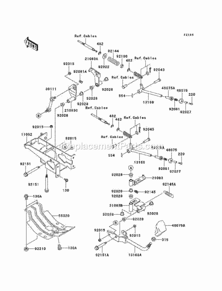 Shift Levers Diagram and Parts List for KAF950-B6F 2006 Kawasaki 