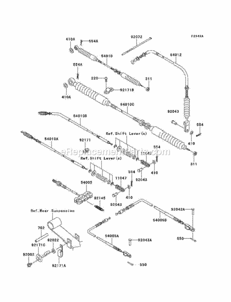 Cables Diagram and Parts List for KAF950-B7F 2007 Kawasaki 