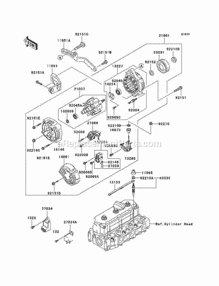 Generator Diagram and Parts List for KAF950-B3 2005 Kawasaki 