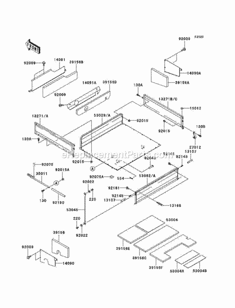 Carriers Diagram and Parts List for KAF950-B7F 2007 Kawasaki 