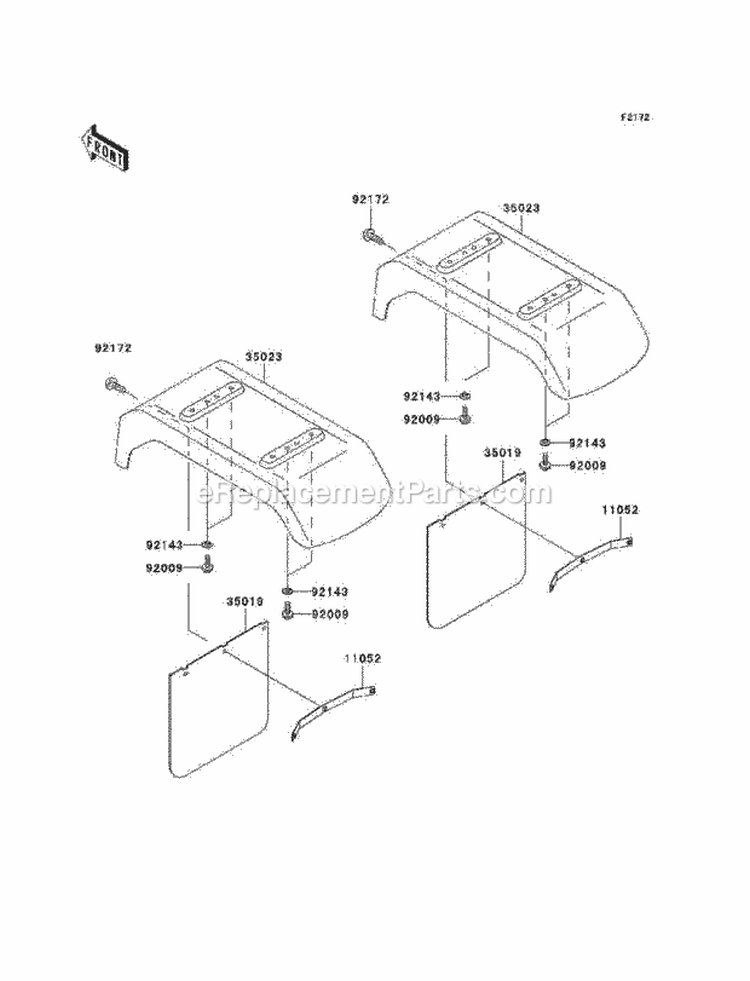 Rear Fenders Diagram and Parts List for KAF620-E4  Kawasaki 