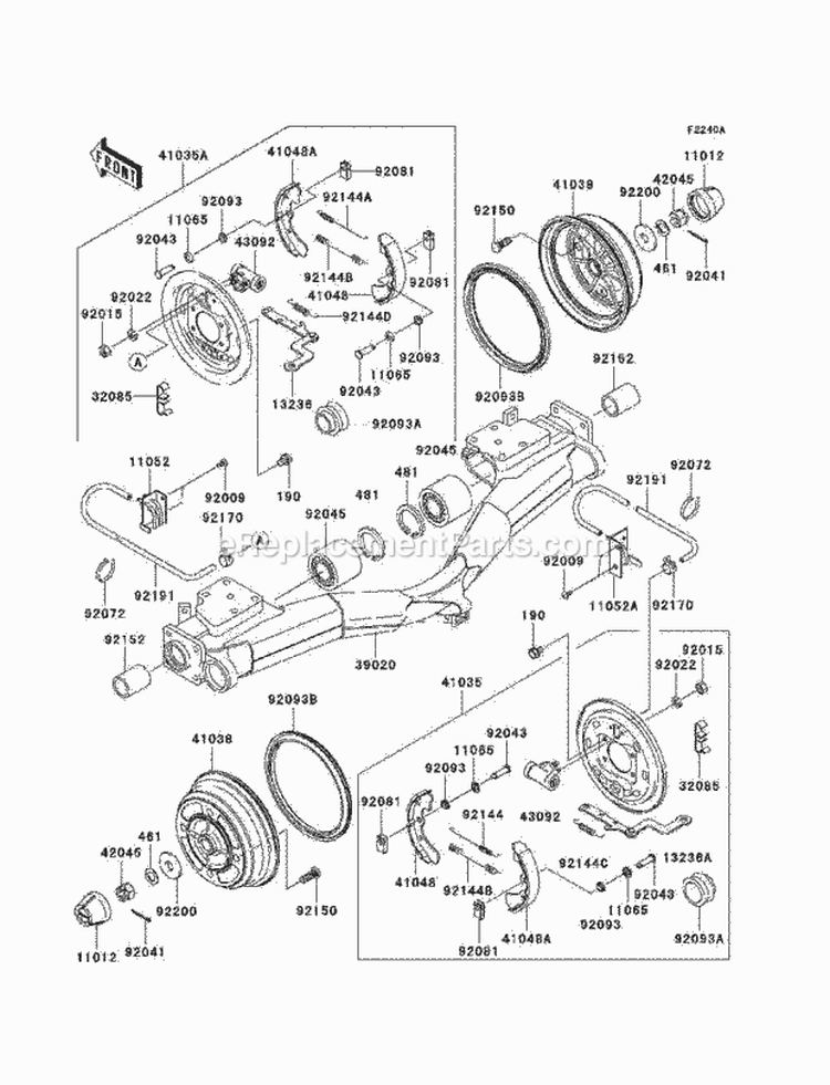 Rear Hubs/Brakes Diagram and Parts List for KAF950-B7F 2007 Kawasaki 